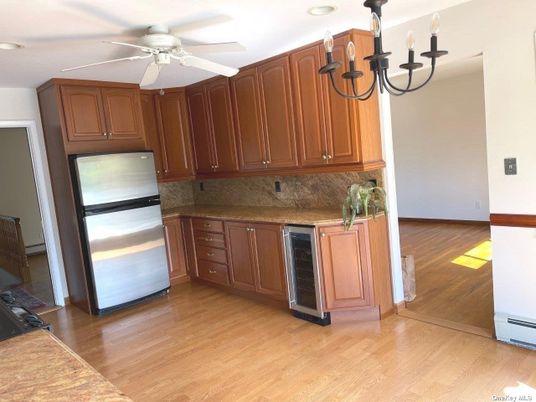 Chandelier, Interior, Kitchen, Recessed Lighting, Wood Texture Flooring