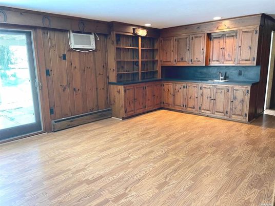 Empty room, Interior, Recessed Lighting, Wood Texture Flooring, Wooden Walls