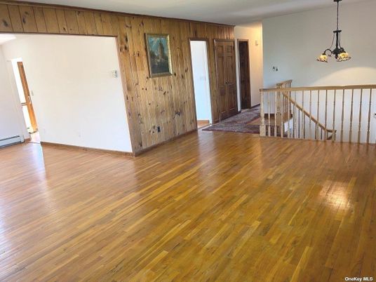 Chandelier, Empty room, Interior, Wood Texture Flooring, Wooden Walls