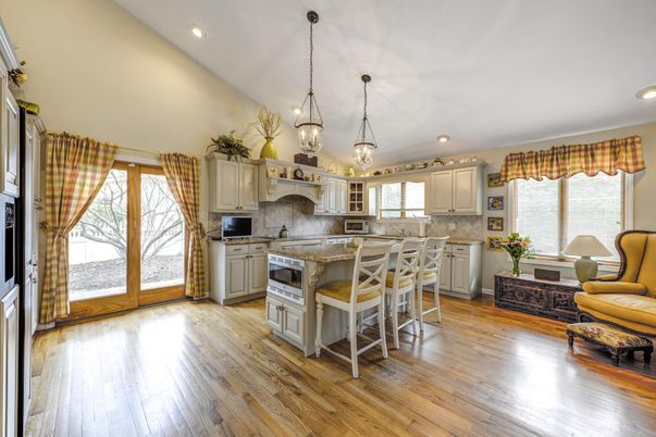 Interior, Kitchen, Pendant Lights, Recessed Lighting, Wood Texture Flooring