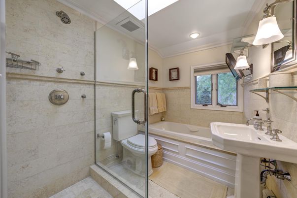Bathroom, Glass Shower, Interior, Recessed Lighting