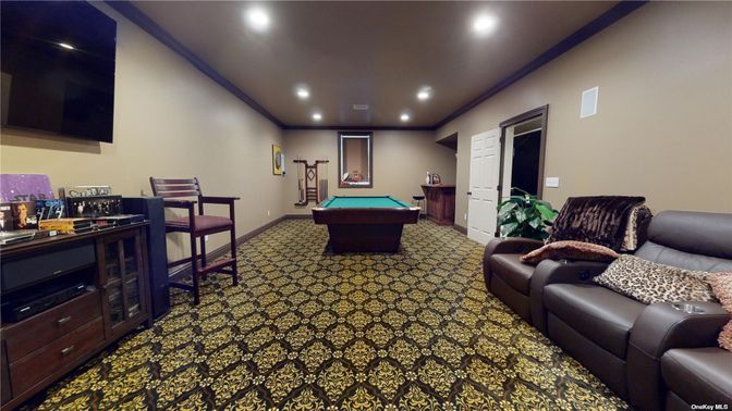 Billiard Table, Game Room, Interior, Recessed Lighting