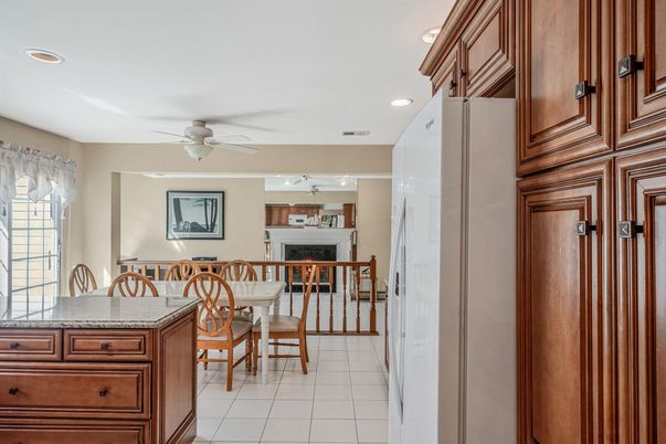 Dining room, Fireplace, Interior, Recessed Lighting