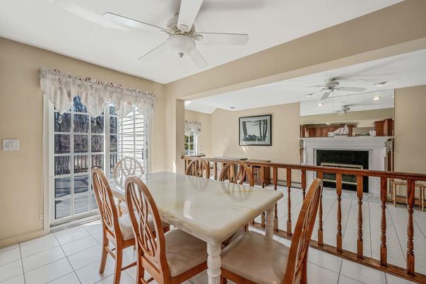 Dining room, Fireplace, Interior, Recessed Lighting
