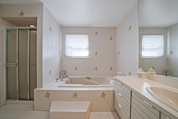 Bathroom, Dual Sink Vanities, Glass Shower, Interior