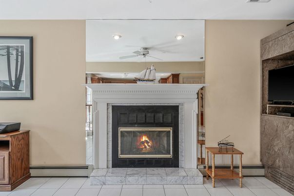 Fireplace, Interior, Marble, Recessed Lighting