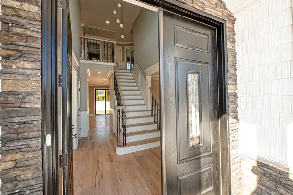 Interior, Recessed Lighting, Stone Walls, Wood Texture Flooring