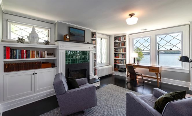 Fireplace, Interior, Living room, Water, Wood Texture Flooring