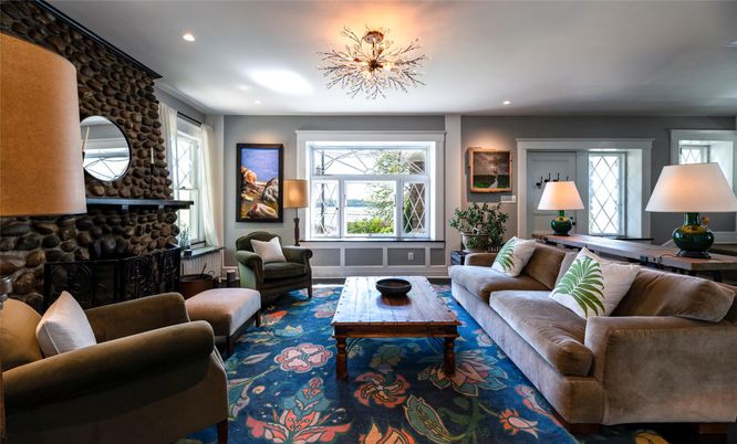 Fireplace, Interior, Living room, Recessed Lighting