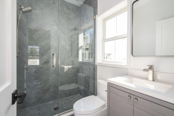 Bathroom, Glass Shower, Interior, Marble Walls