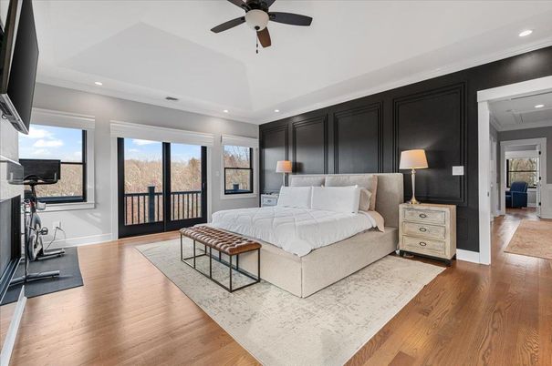 Bedroom, Fitness Equipment, Interior, Recessed Lighting, Wood Texture Flooring