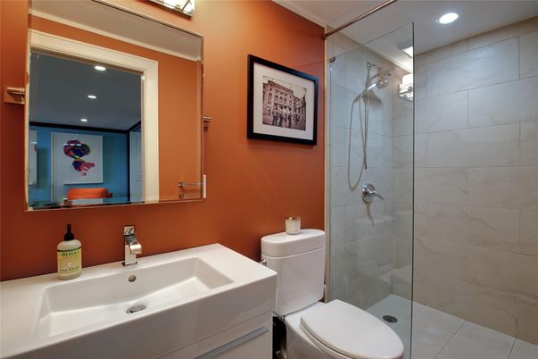 Bathroom, Glass Shower, Interior, Recessed Lighting