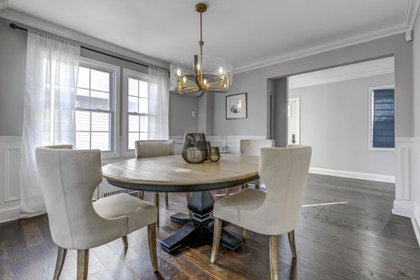 Chandelier, Dining room, Interior, Pendant Lights, Wood Texture Flooring