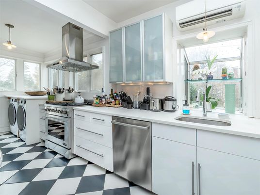 Interior, Kitchen, Pendant Lights, Stainless Steel Appliances, Washer
