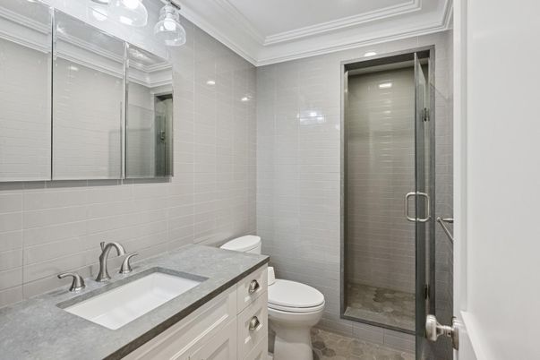 Bathroom, Glass Shower, Interior, Recessed Lighting