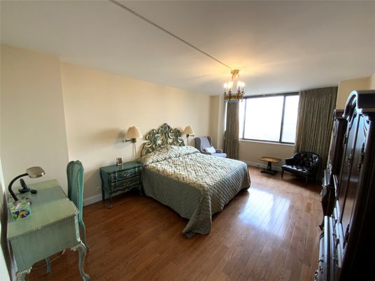 Bedroom, Chandelier, Interior, Wood Texture Flooring