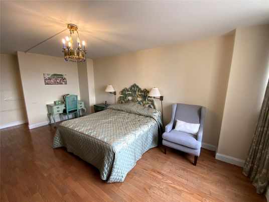 Bedroom, Chandelier, Interior, Wood Texture Flooring