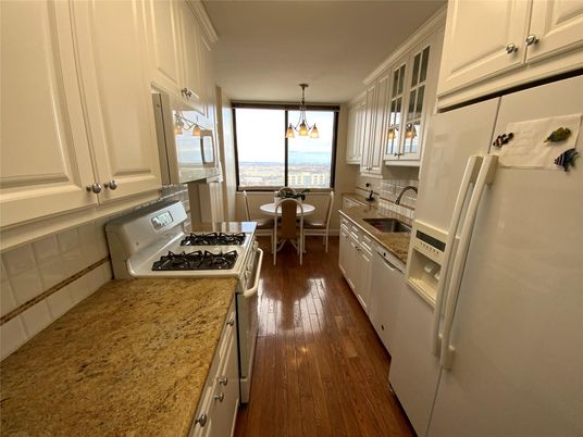 Dining room, Interior, Kitchen, Pendant Lights, Water, Wood Texture Flooring