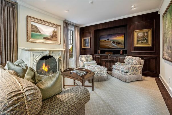 Fireplace, Interior, Living room, Recessed Lighting, Wooden Walls