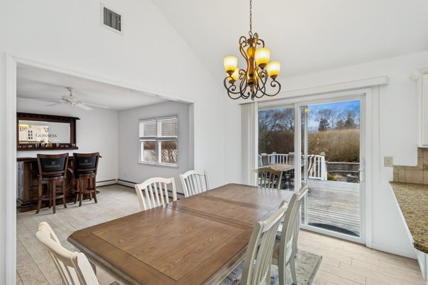 Chandelier, Dining room, Interior, Wood Texture Flooring