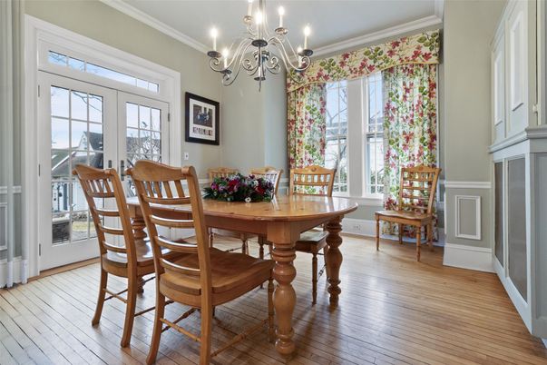 Chandelier, Dining room, Interior, Wood Texture Flooring