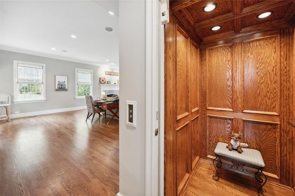 Dining room, Interior, Recessed Lighting, Wooden Ceilings, Wood Texture Flooring, Wooden Walls