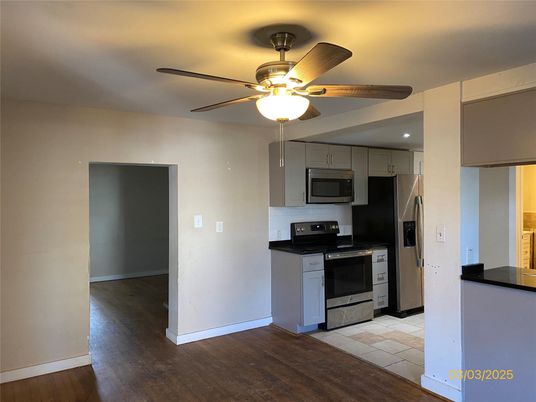 Interior, Kitchen, Stainless Steel Appliances, Wood Texture Flooring