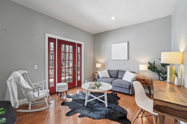 Home Office, Interior, Living room, Recessed Lighting, Wood Texture Flooring