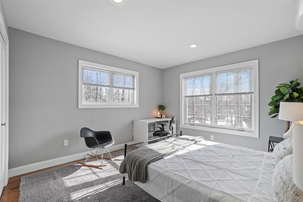 Bedroom, Home Office, Interior, Recessed Lighting, Wood Texture Flooring