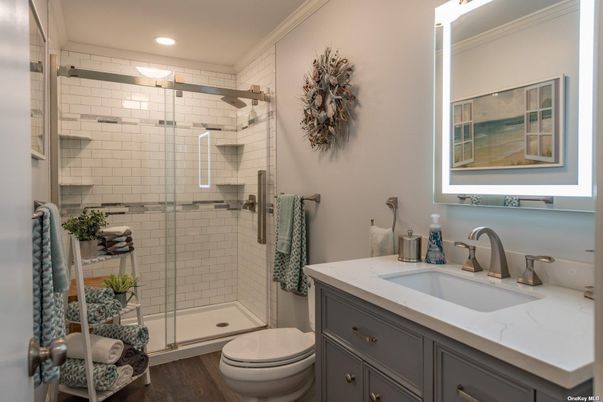Bathroom, Glass Shower, Interior, Recessed Lighting