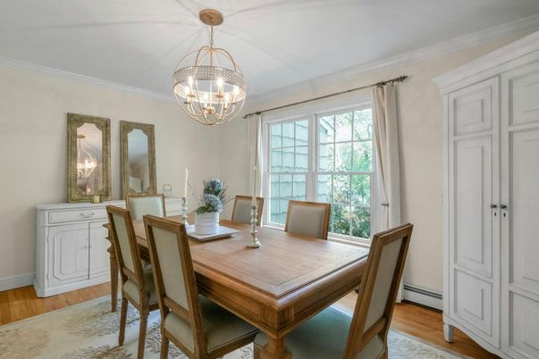 Chandelier, Dining room, Interior, Wood Texture Flooring