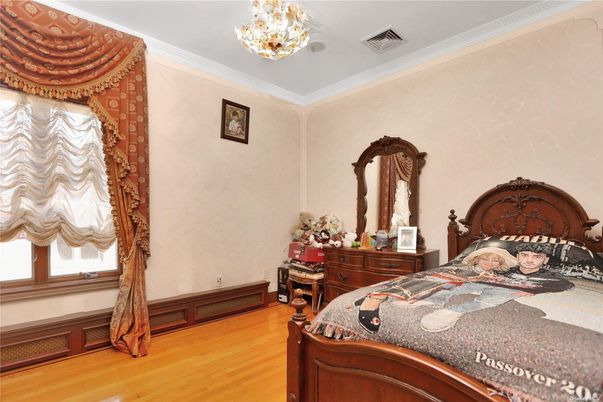 Bedroom, Chandelier, Interior, Wood Texture Flooring