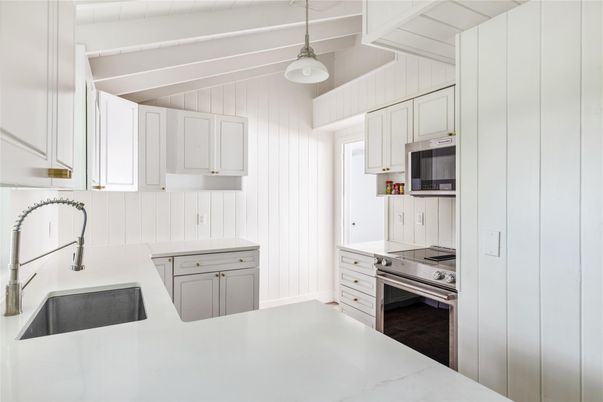 Interior, Kitchen, Pendant Lights, Stainless Steel Appliances, Wood Texture Flooring
