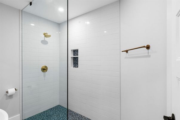 Bathroom, Glass Shower, Interior, Recessed Lighting