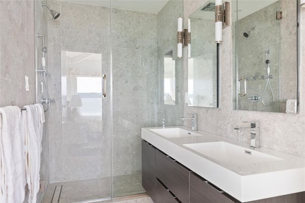 Bathroom, Dual Sink Vanities, Glass Shower, Interior
