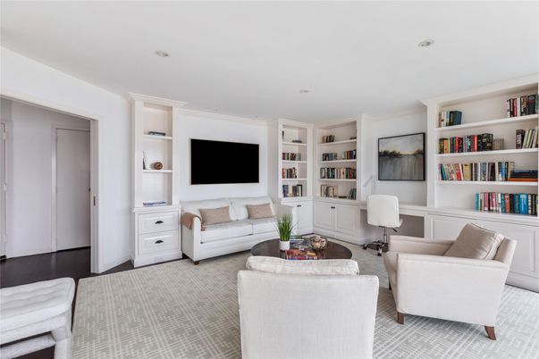 Home Office, Interior, Living room, Recessed Lighting, Wood Texture Flooring