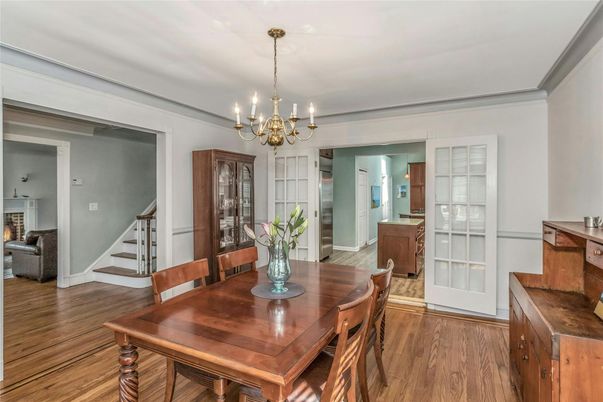 Chandelier, Dining room, Interior, Wood Texture Flooring