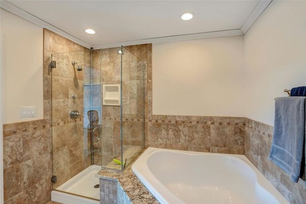 Bathroom, Glass Shower, Interior, Recessed Lighting