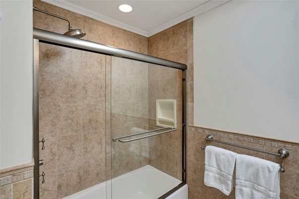 Bathroom, Glass Shower, Interior, Recessed Lighting