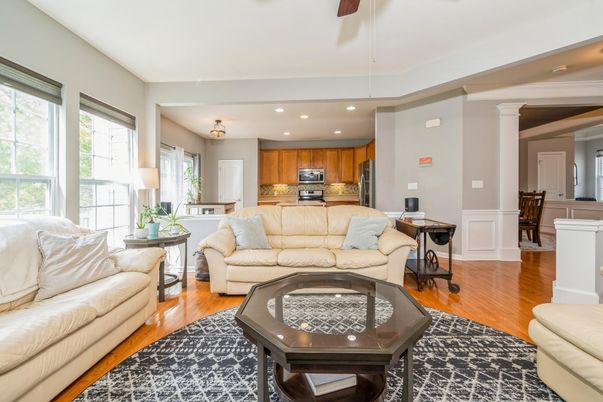 Interior, Kitchen, Living room, Recessed Lighting, Stainless Steel Appliances, Wood Texture Flooring
