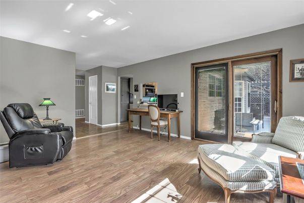Home Office, Interior, Recessed Lighting, Wood Texture Flooring