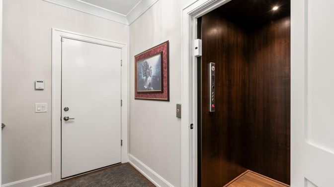 Elevator, Interior, Wooden Walls