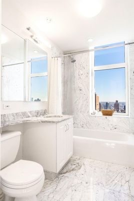 Bathroom, Interior, Marble, Marble Walls, Recessed Lighting