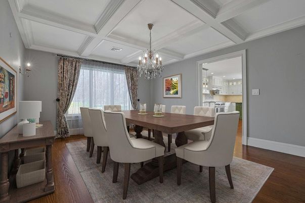 Chandelier, Dining room, Interior, Wood Texture Flooring