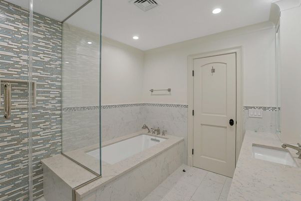 Bathroom, Glass Shower, Interior, Recessed Lighting