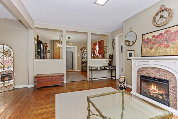 Fireplace, Interior, Pendant Lights, Wood Texture Flooring