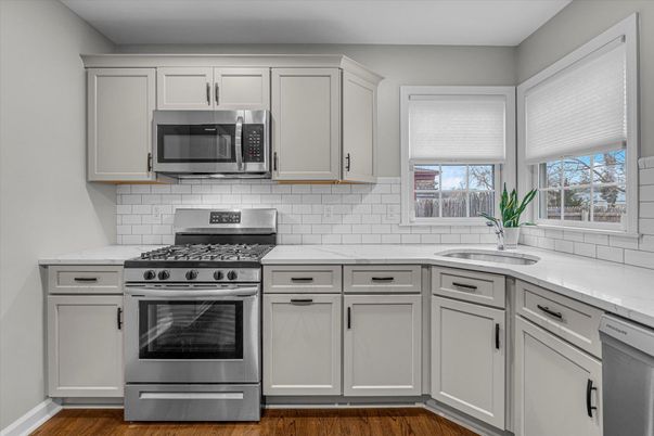 Interior, Kitchen, Stainless Steel Appliances, Wood Texture Flooring