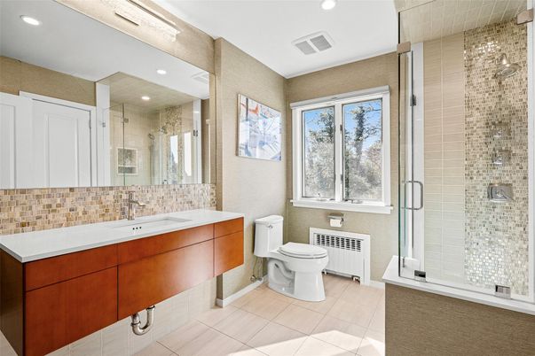 Bathroom, Glass Shower, Interior, Recessed Lighting