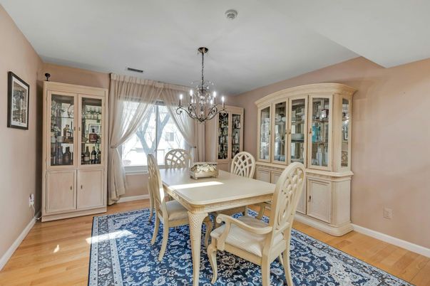 Chandelier, Dining room, Interior, Wood Texture Flooring