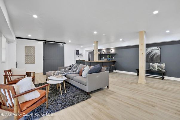 Interior, Kitchen, Living room, Recessed Lighting, Wood Texture Flooring